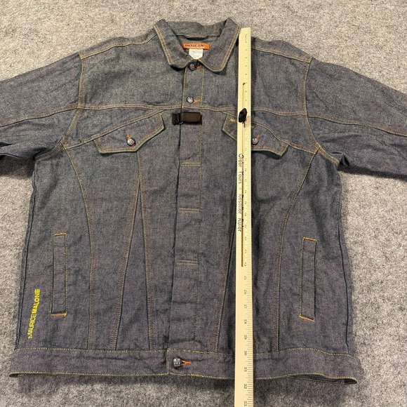Y2k Vtg Mojeans Denim Jacket Mens 2XL Blue Military Streetwear Maurice Malone - Picture 8 of 12